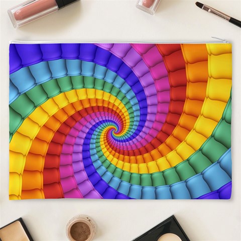 Psychedelic Rainbow Spiral Cosmetic Bag (XXXL) from ArtsNow.com Back