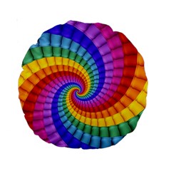 Psychedelic Rainbow Spiral Standard 15  Premium Round Cushion  from ArtsNow.com Front