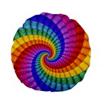 Psychedelic Rainbow Spiral Standard 15  Premium Round Cushion 