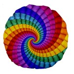 Psychedelic Rainbow Spiral Large 18  Premium Round Cushion 