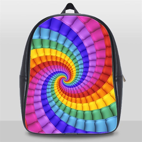 Psychedelic Rainbow Spiral School Bag (XL) from ArtsNow.com Front