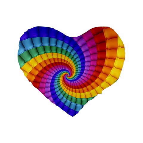 Psychedelic Rainbow Spiral Standard 16  Premium Heart Shape Cushion  from ArtsNow.com Front