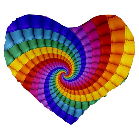 Psychedelic Rainbow Spiral Large 19  Premium Heart Shape Cushion from ArtsNow.com Front