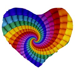 Psychedelic Rainbow Spiral Large 19  Premium Heart Shape Cushion from ArtsNow.com Front