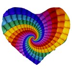 Psychedelic Rainbow Spiral Large 19  Premium Heart Shape Cushion