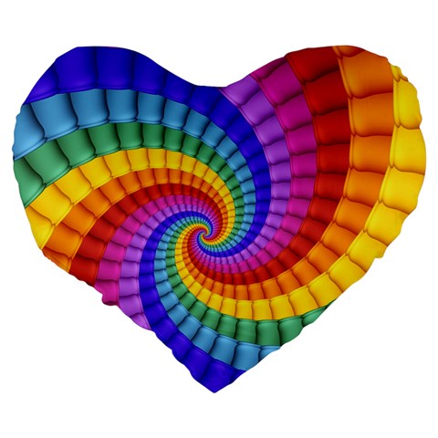 Psychedelic Rainbow Spiral Large 19  Premium Heart Shape Cushion from ArtsNow.com Back