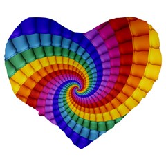 Psychedelic Rainbow Spiral Large 19  Premium Heart Shape Cushion from ArtsNow.com Back