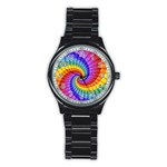 Psychedelic Rainbow Spiral Stainless Steel Round Watch