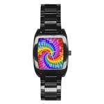 Psychedelic Rainbow Spiral Stainless Steel Barrel Watch