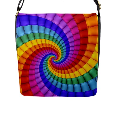 Psychedelic Rainbow Spiral Flap Closure Messenger Bag (L) from ArtsNow.com Front