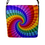 Psychedelic Rainbow Spiral Flap Closure Messenger Bag (L)