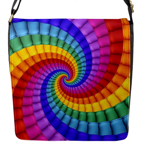 Psychedelic Rainbow Spiral Flap Closure Messenger Bag (S) from ArtsNow.com Front