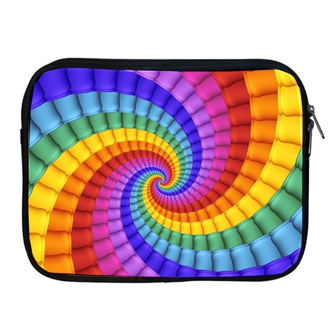 Psychedelic Rainbow Spiral Apple iPad 2/3/4 Zipper Case from ArtsNow.com Front