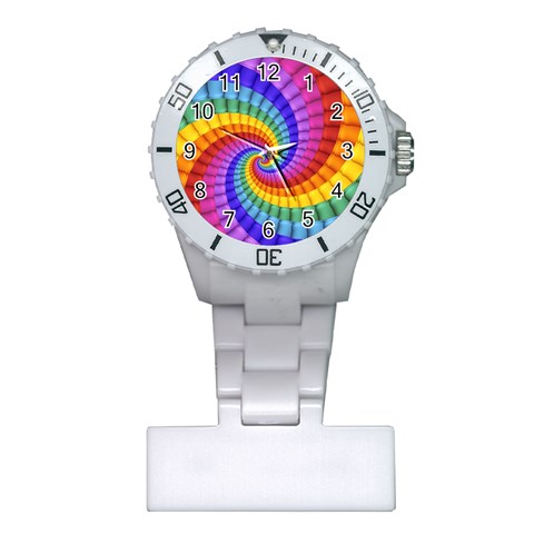 Psychedelic Rainbow Spiral Plastic Nurses Watch from ArtsNow.com Front