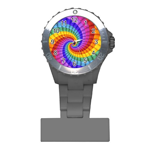 Psychedelic Rainbow Spiral Plastic Nurses Watch from ArtsNow.com Front