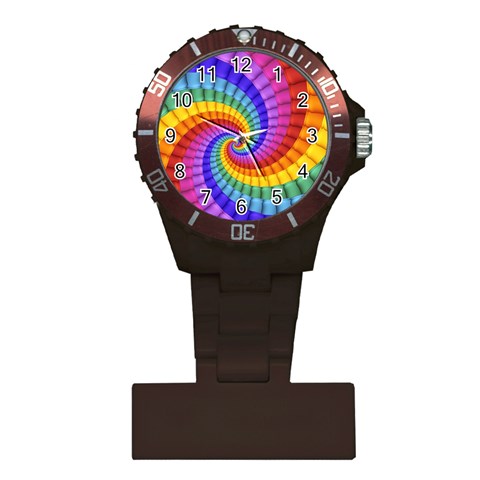 Psychedelic Rainbow Spiral Plastic Nurses Watch from ArtsNow.com Front