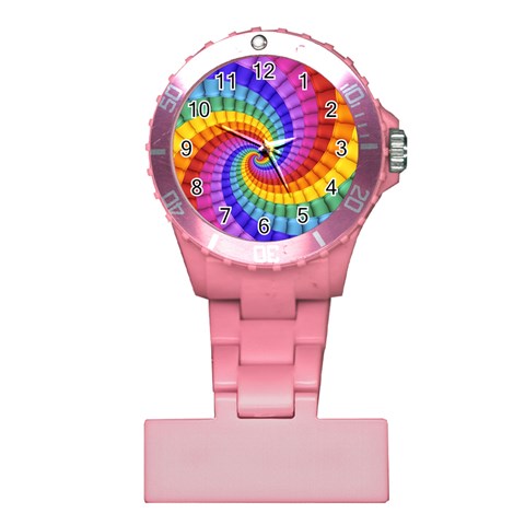 Psychedelic Rainbow Spiral Plastic Nurses Watch from ArtsNow.com Front