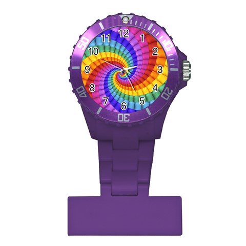 Psychedelic Rainbow Spiral Plastic Nurses Watch from ArtsNow.com Front