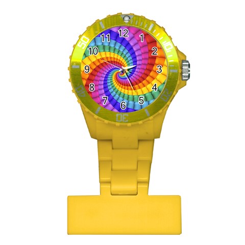 Psychedelic Rainbow Spiral Plastic Nurses Watch from ArtsNow.com Front