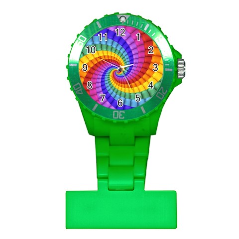 Psychedelic Rainbow Spiral Plastic Nurses Watch from ArtsNow.com Front