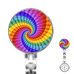 Psychedelic Rainbow Spiral Stainless Steel Nurses Watch