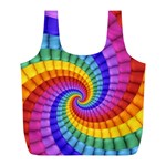 Psychedelic Rainbow Spiral Full Print Recycle Bag (L)