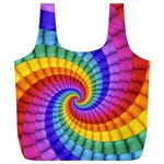 Psychedelic Rainbow Spiral Full Print Recycle Bag (XL)