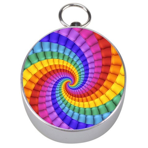 Psychedelic Rainbow Spiral Silver Compass from ArtsNow.com Front