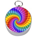 Psychedelic Rainbow Spiral Silver Compass