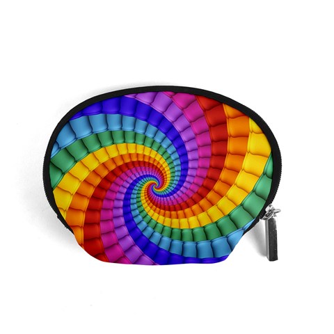 Psychedelic Rainbow Spiral Accessory Pouch (Small) from ArtsNow.com Front