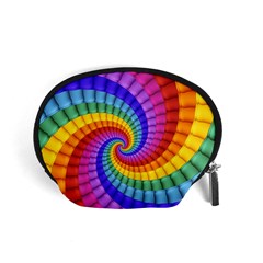 Psychedelic Rainbow Spiral Accessory Pouch (Small) from ArtsNow.com Front