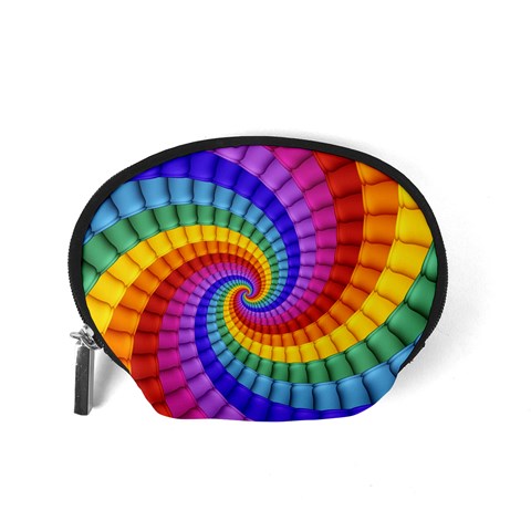 Psychedelic Rainbow Spiral Accessory Pouch (Small) from ArtsNow.com Back