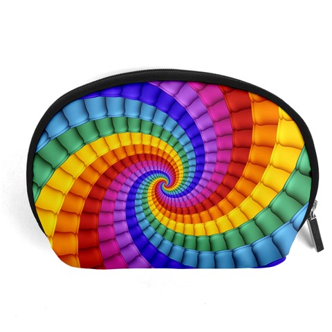 Psychedelic Rainbow Spiral Accessory Pouch (Large) from ArtsNow.com Front