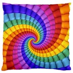 Psychedelic Rainbow Spiral Large Flano Cushion Case (One Side)