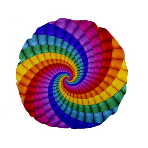 Psychedelic Rainbow Spiral Standard 15  Premium Flano Round Cushion  from ArtsNow.com Front