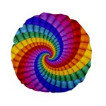 Psychedelic Rainbow Spiral Standard 15  Premium Flano Round Cushion 