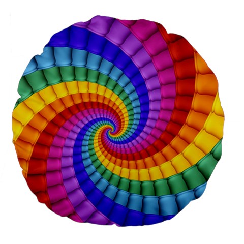 Psychedelic Rainbow Spiral Large 18  Premium Flano Round Cushion  from ArtsNow.com Front