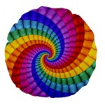 Psychedelic Rainbow Spiral Large 18  Premium Flano Round Cushion 