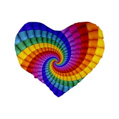 Psychedelic Rainbow Spiral Standard 16  Premium Flano Heart Shape Cushion  from ArtsNow.com Back