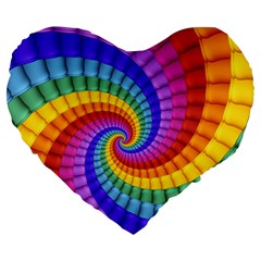 Psychedelic Rainbow Spiral Large 19  Premium Flano Heart Shape Cushion from ArtsNow.com Front