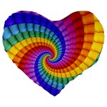 Psychedelic Rainbow Spiral Large 19  Premium Flano Heart Shape Cushion