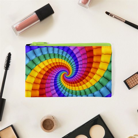 Psychedelic Rainbow Spiral Cosmetic Bag (XS) from ArtsNow.com Front