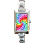 Psychedelic Rainbow Spiral Rectangle Italian Charm Watch