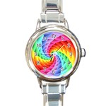 Psychedelic Rainbow Spiral Round Italian Charm Watch