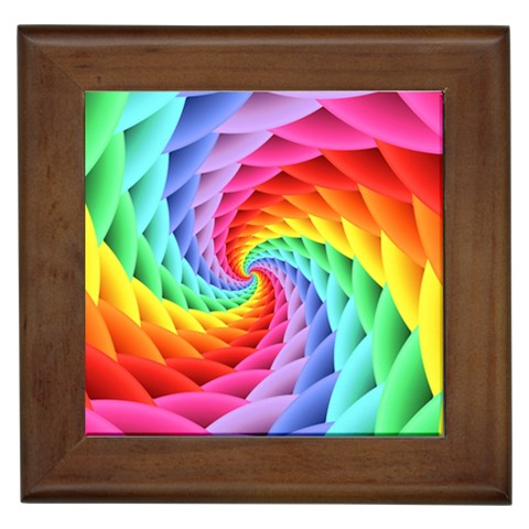 Psychedelic Rainbow Spiral Framed Tile from ArtsNow.com Front