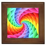 Psychedelic Rainbow Spiral Framed Tile