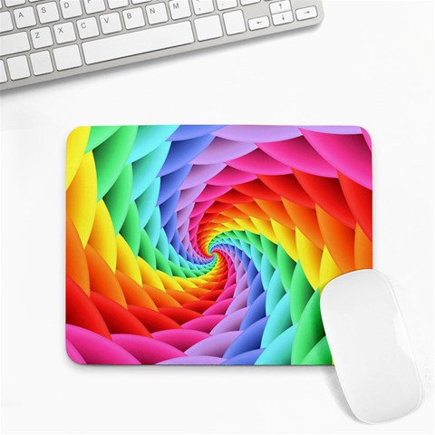 Psychedelic Rainbow Spiral Small Mousepad from ArtsNow.com Front