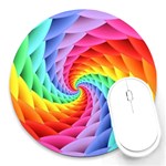 Psychedelic Rainbow Spiral Round Mousepad