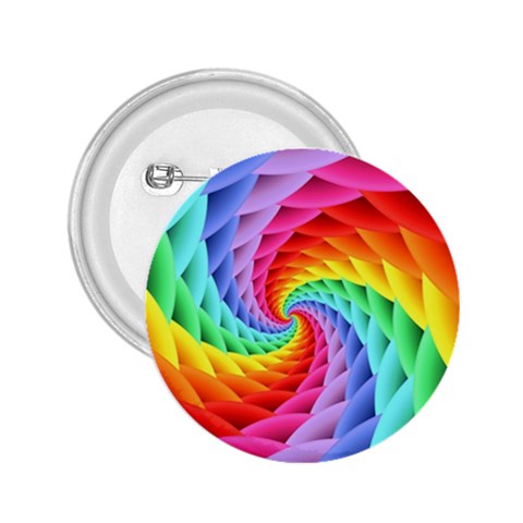 Psychedelic Rainbow Spiral 2.25  Button from ArtsNow.com Front