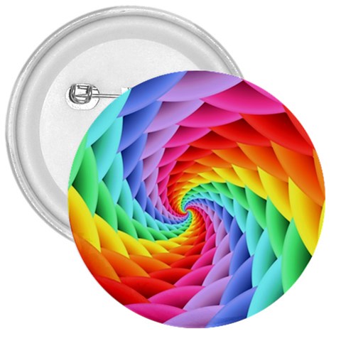 Psychedelic Rainbow Spiral 3  Button from ArtsNow.com Front